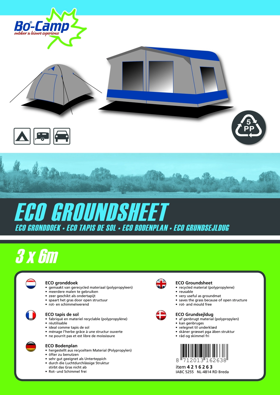 Grondzeil Bo-Camp Zwart Eco (3 X 6 M) 2 Grondzeil Bo-Camp Zwart Eco (3 X 6 M) - Afbeelding 2
