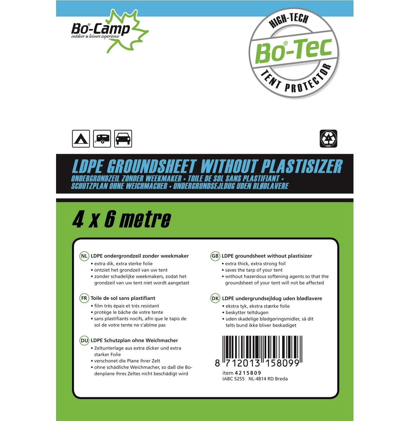 Grondzeil Bo-Camp Transparant (4 X 6 M) 1 Grondzeil Bo-Camp Transparant (4 X 6 M)